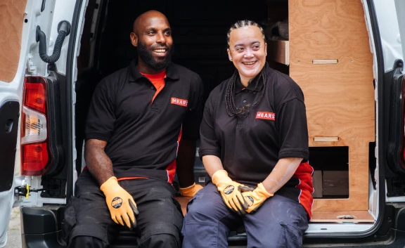 Two Mears operatives with van