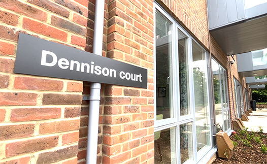 Outside view of Dennison Court and sign