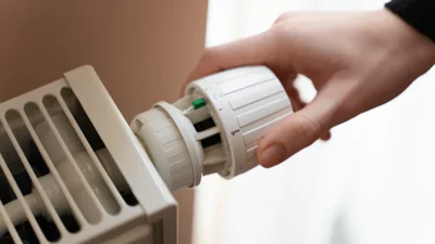 Close Up Hand Turning Up Heater