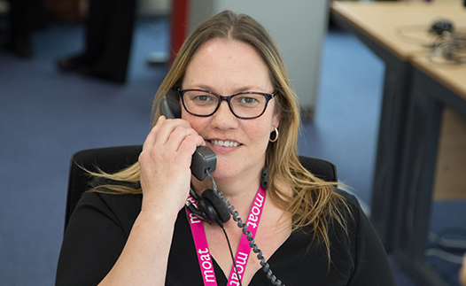 Moat colleague on phone