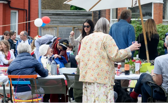 People celebrating at a street party